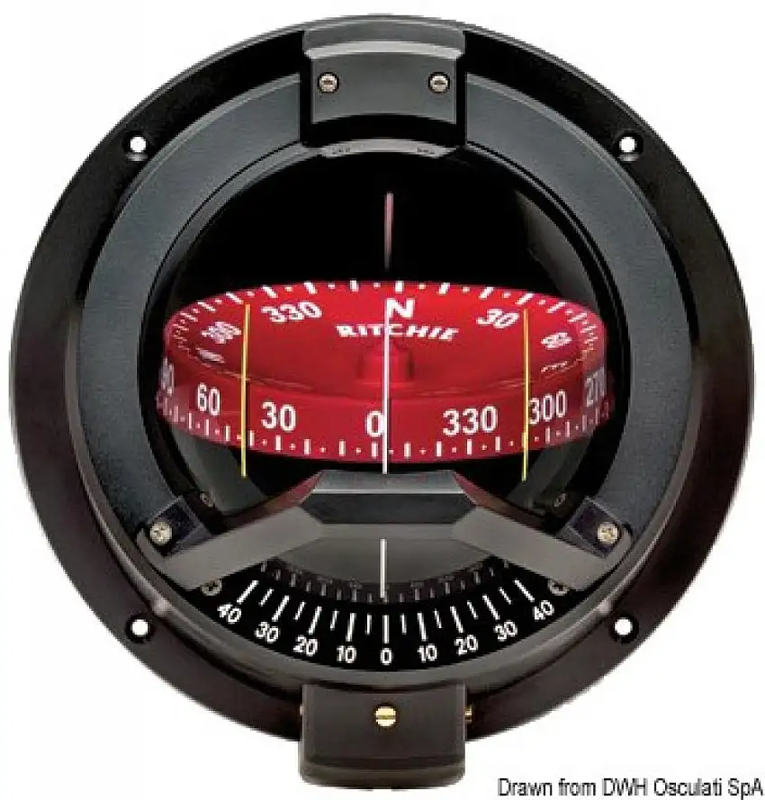 Bussola Ritchie Venturi Sail 3"3/4 nera/rossa