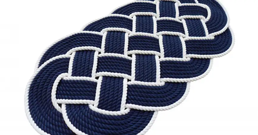 TAPPETO CORDA BLU-BIANCO MM.600X330
