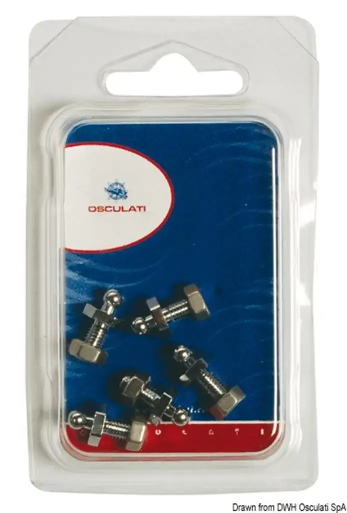 Blister 5 bottoni maschio Loxx vite + dado