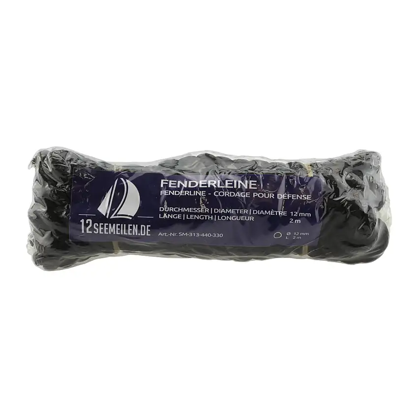 Set di 2 cime per parabordi da 2,5 m con occhiello - nero, 8 mm