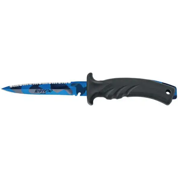 Coltello sub Acciaio Nitrogeno Torpedo 11 Lama Camu Blu